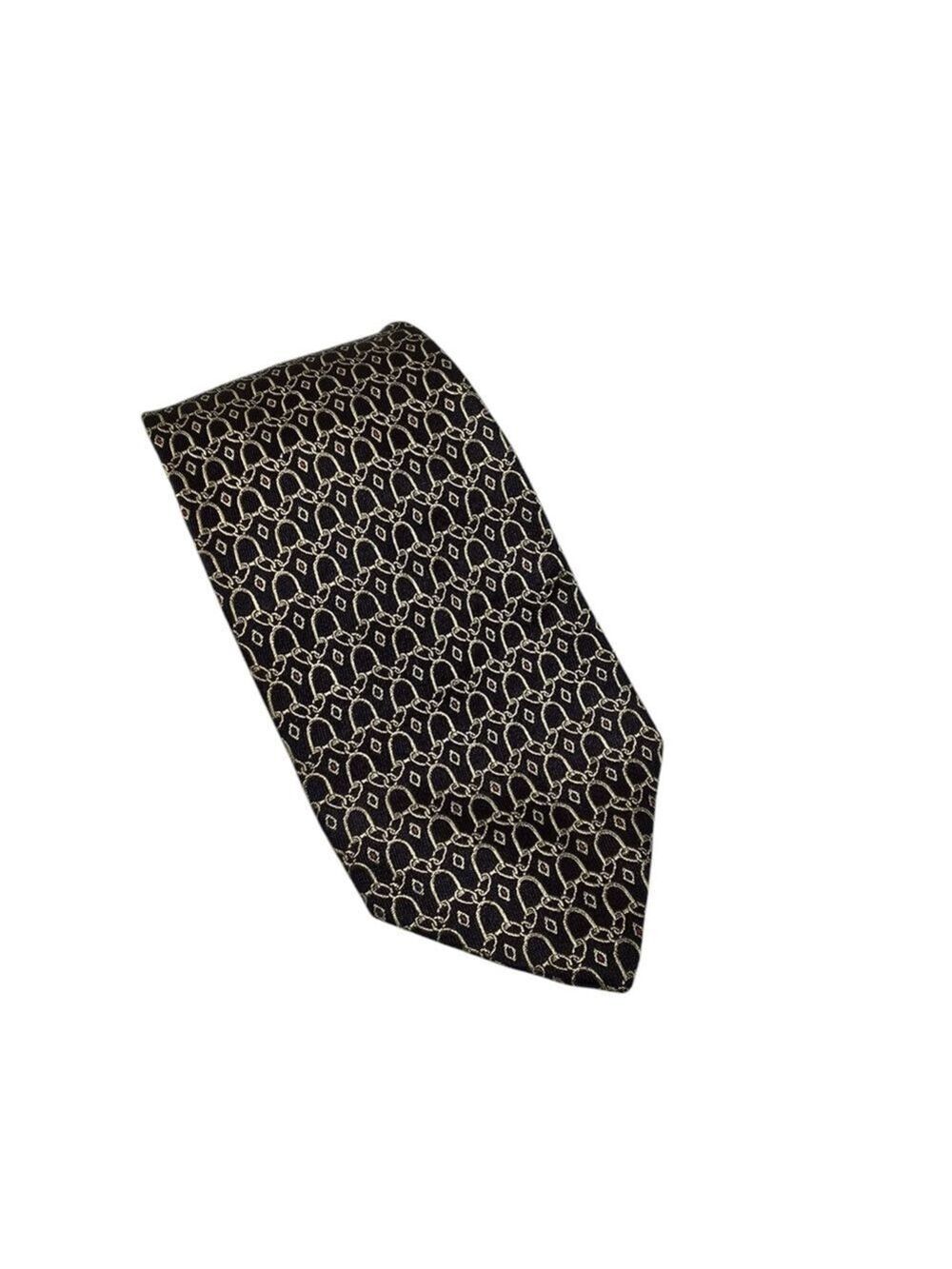 DeSantis Collection Black Gold Silk Tie